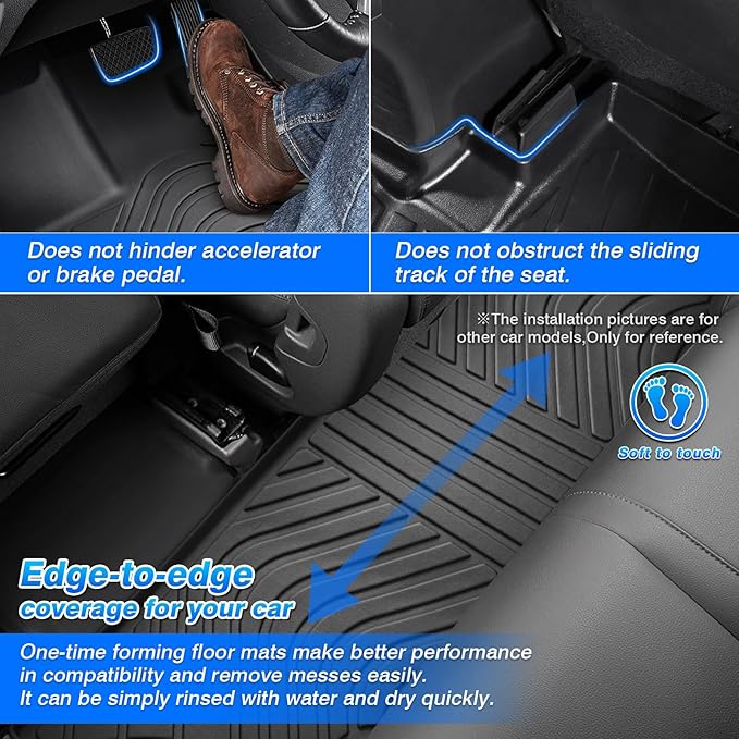 Floor Mats for Toyota Highlander 2020-2025 2026 7 Seats (NOT for Grand Highlander), All Weather Cargo Liner for Highlander Accessories Trunk Mat Back Seat Cover (Including Hybrid)