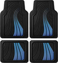 Road Comforts Car Floor Mats Full Set – Front & Rear Car Floor Mats with Aluminum Design, Anti-Slip Backing, All-Weather Protection, Trim-to-Fit Car Mats for Most Sedans, SUVs & Vans - - Blue