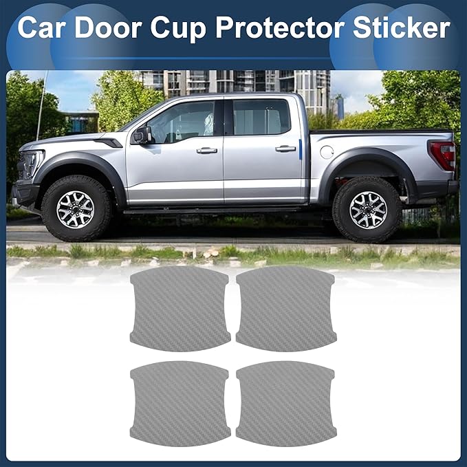 3D Car Door Handle Scratch Protector, 84x94mm Removable Magnetic Car Door Handle Protective Film Grey, 4 Pcs