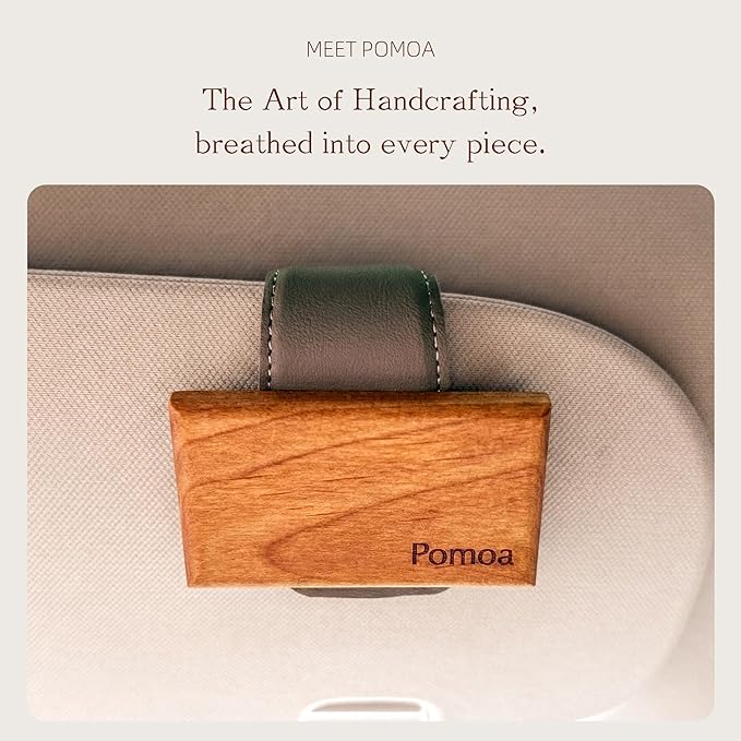 Car Air Freshener with Premium Leather Visor Clip, North American Alder Wood Scent Diffuser, Refillable Solid Wood Odor Eliminator for Vehicle Cabin, Truck & SUV, No Liquid, No Mess (Wild Dew)