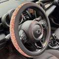 PINCTROT Large Size Chenille Leather Steering Wheel Cover, Soft Mottled Colors, Sweat-Proof, Non-Slip Grip, All-Season Comfort, 15.5-15.75 Inch(Mottled Red)