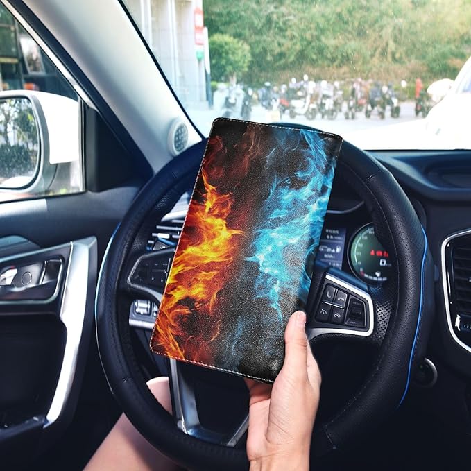 Fire Water Flame Dragon Animal Car Registration and Insurance Holder Vehicle Glove Box Organizer Car Accessories Wallet Case for Women Men 202a0794