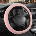 Pink Suede D Shaped Steering Wheel Cover, Breathable Non-Slip Sweat-Proof Wear-Resistant No Pilling, Warm in Winter and Cool in Summer, Universal 15 inch