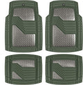 Cat® DiamondShield™ Rubber Floor Mats for Cars Trucks SUV, All Weather Protection, Front and Rear Car Mats with Heel Pad & Anti-Slip Backing, Universal Trim-to-Fit Rubber Floor Mats for Car, Green