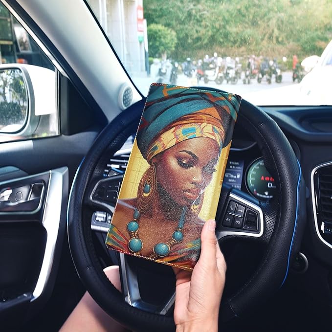 African American Black Women Car Registration and Insurance Holder Vehicle Glove Box Organizer Car Accessories Wallet Case for Women Men 202a1626