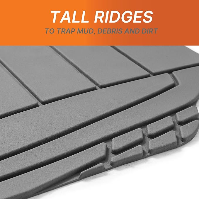 TLH Car Floor Mats, Gray Sleek Linear, Full Set, Rubber, Waterproof, Stain-Resistant, Easy to Clean, Washable, Durable for Ultimate Protection, Perfect for Cars, Trucks, SUVs, Vans
