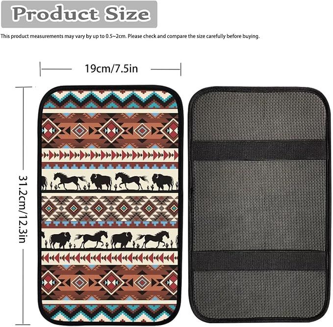 Horeset Aztec African Tribal Auto Console Covers Non-Slip Arm Rest Protector Universal Fit Car Accessories Easy to Install