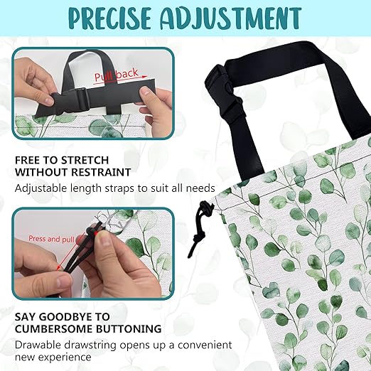 KXWQTRDD Car Garbage Bag Watercolor Green Leaves Hanging Canvas Car Trash Bag Drawstring Car Back Seat Organizer for Car Back Front Seat Console with Adjustable Buckle