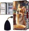 Car Registration and Insurance Card Holder for Women Men, Waterproof PU Leather Glove Box Car Organizer with Magnetic Shut, Vehicle Document Holder for Driver License,Cards, Corgi Dog Eating Ramen