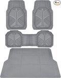 CAR PASS Heavy Duty Rubber Car Mats with Cargo Liner, Deep-Dish Car Floor Mats and Trunk Mat All Weather, Universal Trim-to-Fit for SUVs Trucks Sedans, Waterproof Anti-Slip, Trimmable V12 Gray
