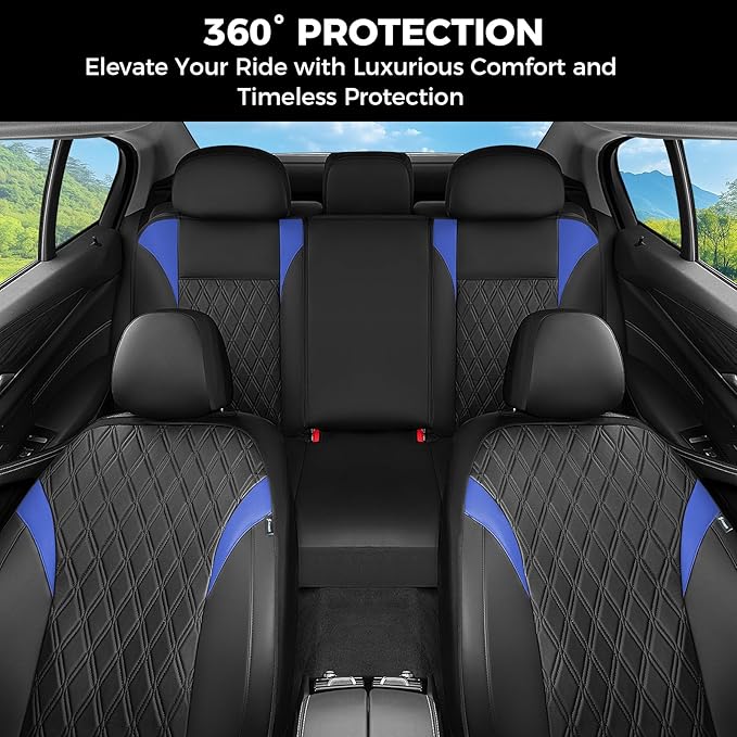 FLORICH Car Seat Covers Full Set, Leather Seat Covers for Cars, Car Seat Protector Waterproof, Universal Automotive Seat Covers Breathable, Front and Rear Car Seat Cover Fit for Most Sedans SUV Truck