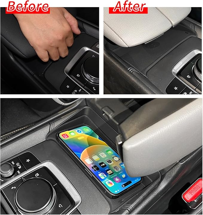 Center Console Wireless Charging Mat for Mazda CX-50 2026 2025 2024 2023 Silicone Wireless Phone Charging Pad for 2025 CX50 Non-Slip Mat Interior Accessories Black