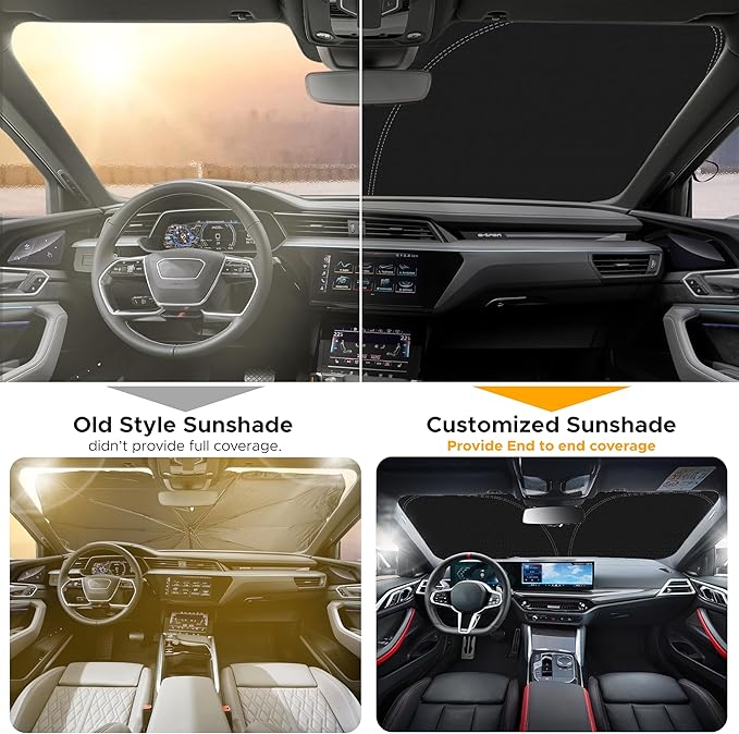EcoNour Windshield Sunshade for Lincoln Continental 2017–2020 | Custom Fit Front Window Sun Shade | Blocks Harmful UV Rays & Reduces Heat | Foldable Sun Visor with Storage Pouch