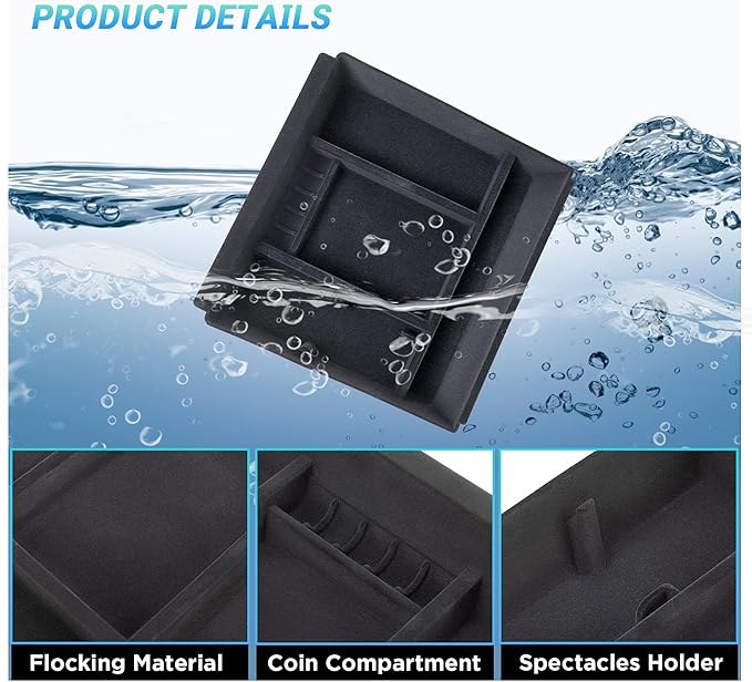 Sinminou Center Console Organizer Compatible with 2022-2025 Jeep Wagoneer/L, 2022-2025 Jeep Grand Wagoneer/L Accessories, Flocking Armrest Storage Box with Coin Compartment