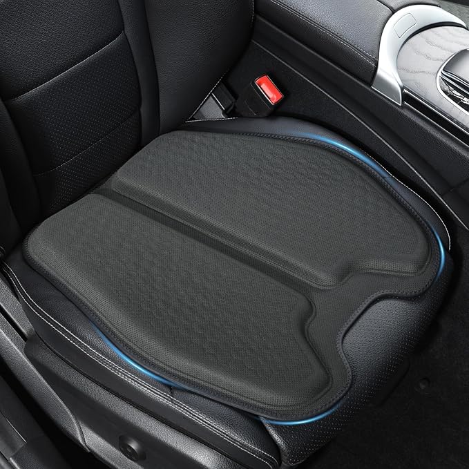 Soft Thin Gel Seat Cushion for Car Seat, Office Chair, Wheelchair, Stadium - Non-Slip Car Seat Cushions with 1 Inch Gel - Sciatica & Tailbone Pain Relief (Dark Gray)
