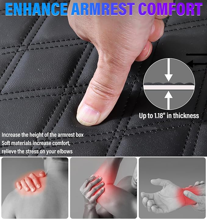Thickened Center Console Armrest Cover with Hidden Pockets for 2015-2025 F150 Accessories, 2017-2025 F250 F350 F450, PU Leather Middle Console Protective Cover (Jump Seat Console Only)