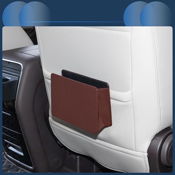 Car Trash Can Car Door Back Seats 7.9" Length 2.8" Width 5.5" Height Auto Trash Bin Faux Leather Wine Red Hanging