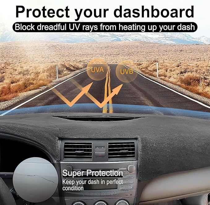 LivTee Dashboard Cover, Dash Mat Compatible with Toyota Camry 2007 2008 2009 2010 2011, Protects Dashboard from Sun Damage, Car Accessories(Dark Gray)