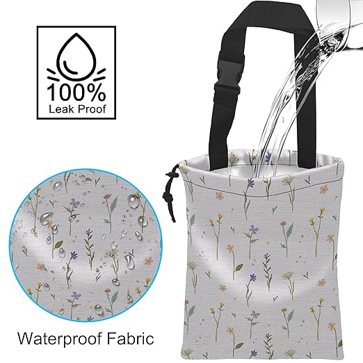 Car Trash Bag Wildflowers Car Garbage Bag Hanging Car Trash Can for Back Seat with Drawstring