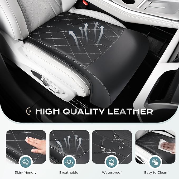 Coverado Car Seat Extender Leg Support, Leather Leg Extender Cushuin for Car Seats, Waterproof Car Seat Cushions Universal Fit for Most Vehicles (Black01)