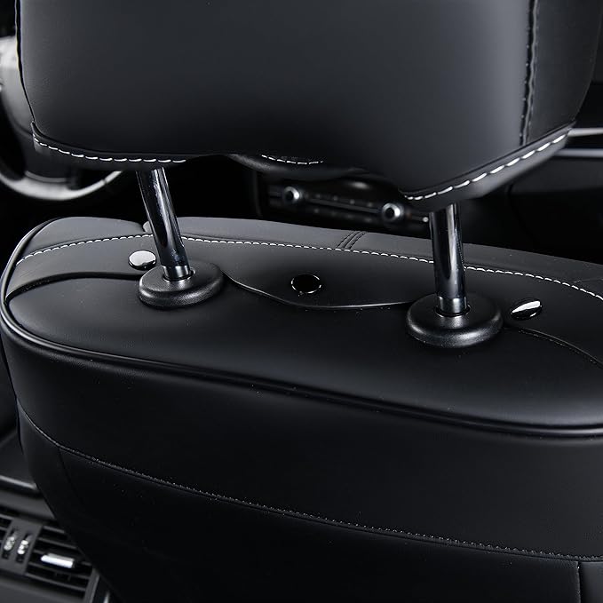 FLORICH Leather Seat Covers, Universal Front Seat Covers, Waterproof Car Seat Protector, Automotive Driver Seat Accessories Fit for Most Cars Trucks SUV-Black&White