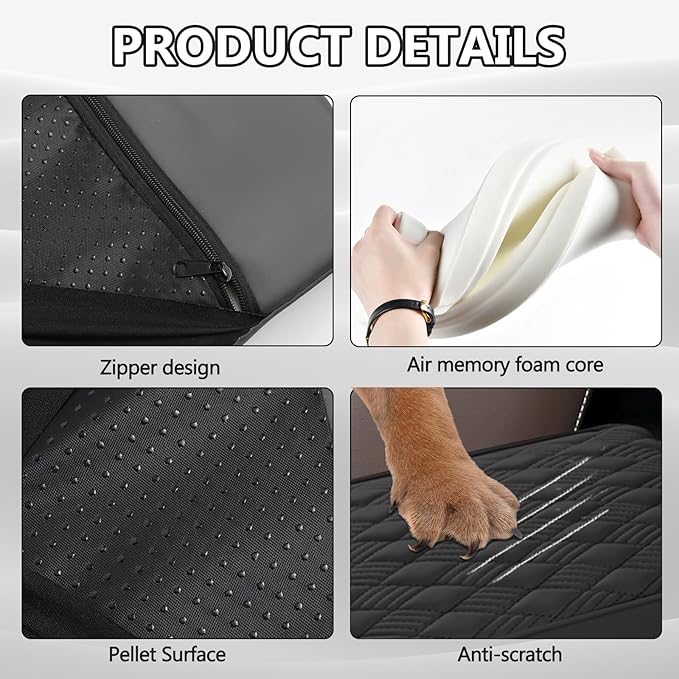 Car Center Console Cover, 12.6"×8.3"×2" Leather Car Armrest Cover, Soft Memory Foam Auto Armrest Cushion Pad, Vehicle Arm Rest Box Protector, Universal Interior Car Accessories (Black)