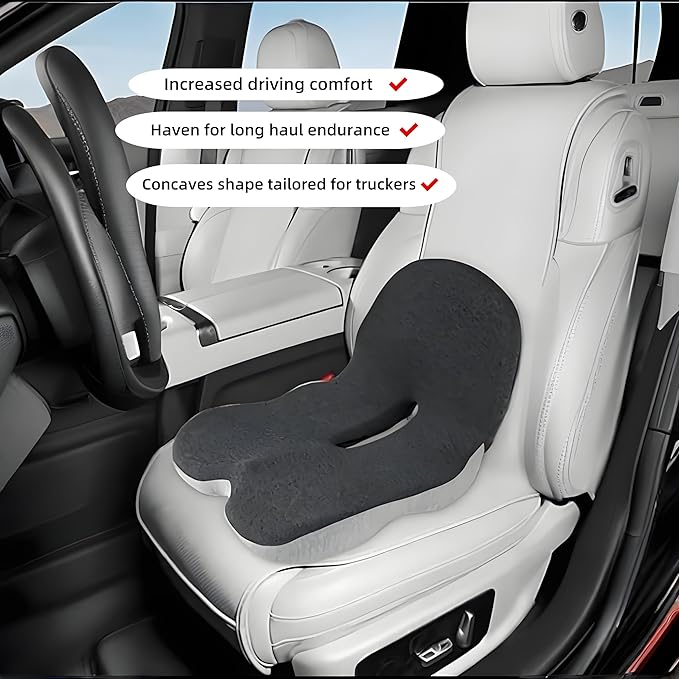 L-Shaped Memory Foam Seat Cushion with Lumbar Support-Ergonomic Car & Office Chair Cushion for Sciatica, Coccyx & Back Pain Relief Supports Hips & Back for Drivers & Long Sitting (Light Grey)