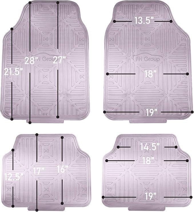 FH Group Automotive Floor Mats - Heavy-Duty Metallic Rubber Floor Mats for Cars, Universal Fit Full Set, Climaproof Floor Mats, Trimmable Floor Mats for Most Sedan, SUV, Truck Floor Mats Charcoal