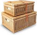 The Basket Lady Covered Wicker Storage Basket Nested Set of 2 Sandstone