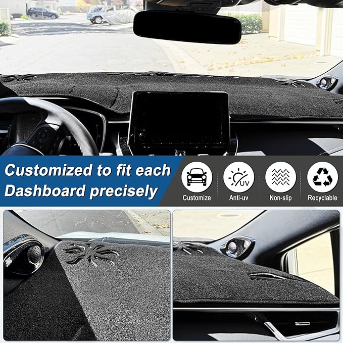 Amiss Dash Mat Dashboard Cover, Fits for Toyota Corolla Cross 2022 2023 2024 2025, Anti-Reflective Non-Slip Dashboard Cover Mat Pad Carpet, Car Accessories Interior for Custom Fit Dash Cover