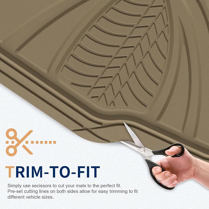 FLORICH Car Floor Mats, Waterproof Universal Heavy-Duty 4 Pieces Rubber Floor Mats for Cars, Full Set Car Mats with Anti-Slip Backing Fit for Most SUV, Vans,Trucks, Sedan(Beige)