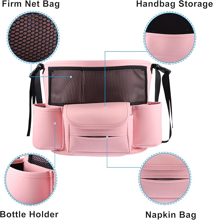 X AUTOHAUX Car Large Capacity Seat Organizer Backseat Multi Pockets Purse Storage Universal Fit for Car Truck SUV 37x25cm Pink