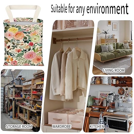 ADQWIOVL Car Garbage Can, Seat Back Hanging Cute Car Trash Can Bag, Car Organizer and Storage Bag for Travelling, Outdoor Cute Colorful Flower