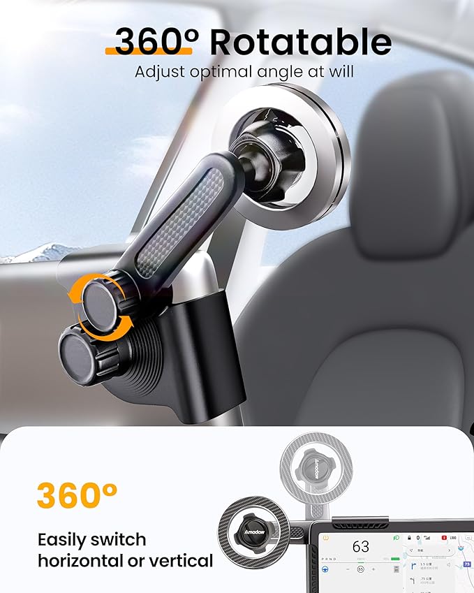 2026 Upgrade Tesla Phone Mount [Non-Adhesive Version] [N55 Strongest Magnet] Hands-Free No-Drop for Magsafe, Fits for Tesla Model Y/3/X/S/Cybertruck, Compatible with iPhone 17/16/15 All Phones