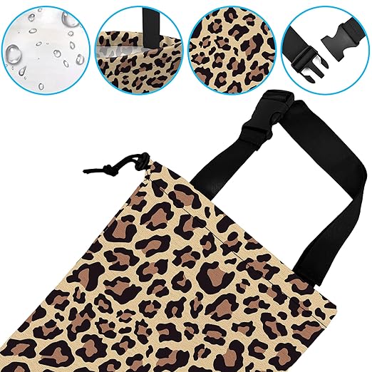ghatobty Car Trash Bag Hanging Brown Leopard Print Car Trash Can Waterproof Garbage Bag Hanging for Car Back Seat