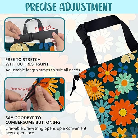 KXWQTRDD Car Trash Bag Colorful Daisy Flowers Leak-Proof Car Garbage Bag with Drawstring Foldable Canvas Trash Bin with Adjustable Buckle for Car Accessories, Travelling, Camping