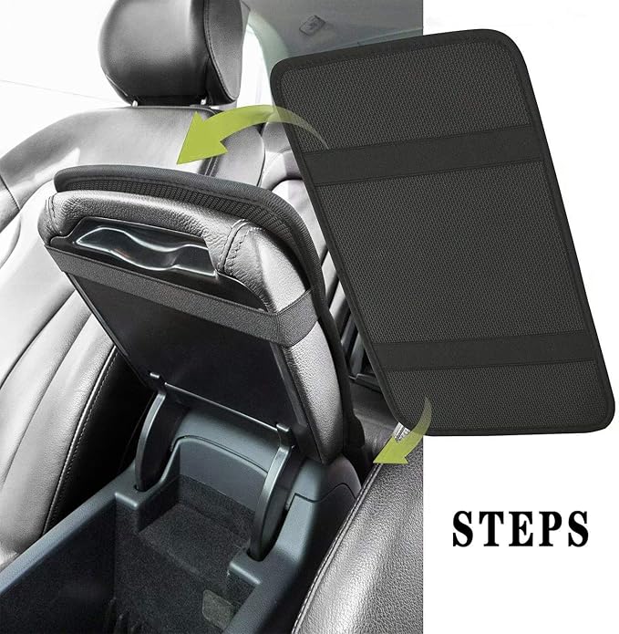 Khaki Center Console Pad, Black Car Armrest Pad Car Seat Box Cover Protector for Most Vehicle