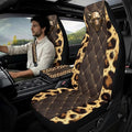 Qeluxign 5 Piece Car Accessories Set with 2 PU Leather Seat Covers, 2 Belt Pads & 1 Armrest Cover Fit for Most Vehicles Easy Install & Clean,Leopard Print Panther Head