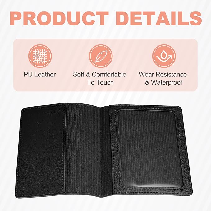 HARFINGTON Car Registration and Insurance Holder 5.51" x 4.13" PU Leather Vehicle Glove Box Organizer Storage Accessories Men Women Car ID Holder for License ID Card Bank Card, Black