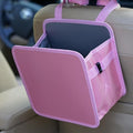 Ginsco 2 Gallons Open-Top Car Trash Can, Hanging Car Trash Bag with Water-Proof PEVA Liner, Stand Car Trash Bag Foldable Car Storagge Bag for Cars SUV Truck (Pink)