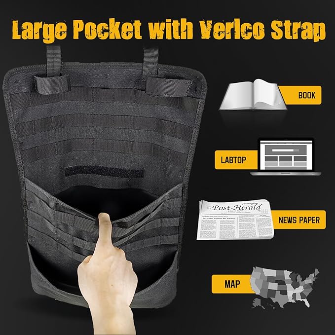 Tactical Car Seat Back Organizer, MOLLE Vehicle Seat Panel for Hunting Gear Storage, 1 Pack