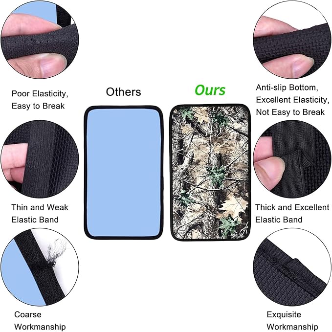 JANENFNA Car Armrest Cover Pads Universal Fashion Cute Auto Center Console Armrest Cover Pad with 2PCS Car Coasters Soft Waterproof Car Armrest Seat Protector for Women,Camouflage Leaves