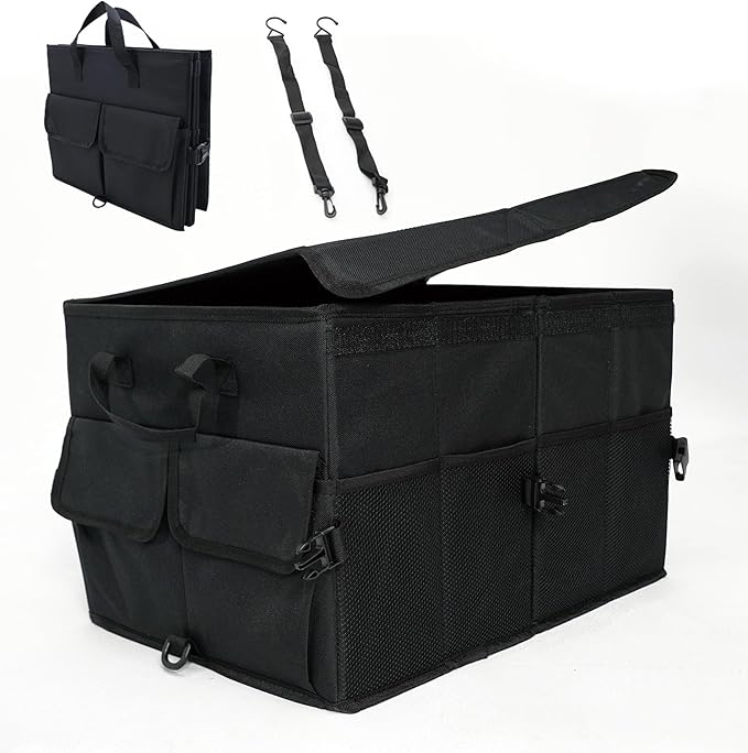HYPERAX Car Trunk Organizer – Collapsible, Multi-Compartment Storage for SUVs, Cars, and Vehicle Accessories