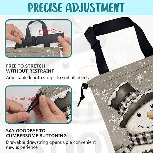 KXWQTRDD Car Garbage Bag Cute Snowman Falling Snowflakes Hanging Canvas Car Trash Bag Drawstring Car Back Seat Organizer for Car Back Front Seat Console with Adjustable Buckle