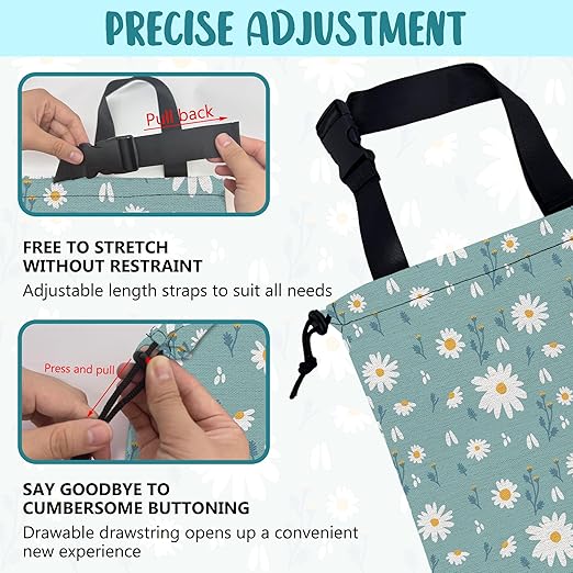 KXWQTRDD Car Garbage Bag Beautiful Blue Blooming Flowers Drawstring Car Trash Bag Hanging for Back Seat with Adjustable Buckle Canvas Vehicle Trash Can Easy-to-Install