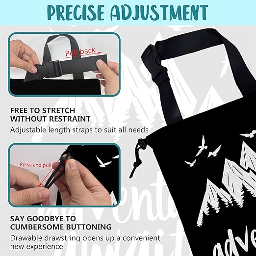 KXWQTRDD Adventure Awaits Car Garbage Bag Mountain and Bird Hanging Canvas Car Trash Bag Drawstring Car Back Seat Organizer for Car Back Front Seat Console with Adjustable Buckle
