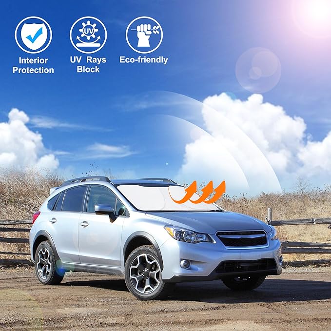 Windshield Sun Shade Custom Fit for 2013 2014 2015 2016 2017 Subaru Crosstrek Accessories Foldable Sunshade Sun Blocker Protect Car from Sun Rays & Heat Damage Keep Car Cooler