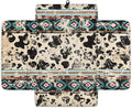 Wanyint Aztec Cow Print Retro Car Center Console Armrest Cover Comfortable Armrest Seat Box Pad with Organizer Pockets Console Lid Protector Cushion Universal Fit for Most Vehicles SUVs