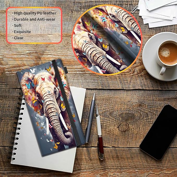 Car Registration and Insurance Holder,Leather Vehicle Glove Box Organizer Wallet for Document,Perfect for any Car,Truck,Motorcycle,Driver License,Trailer or Boat,Men & Women,Butterfly Elephant