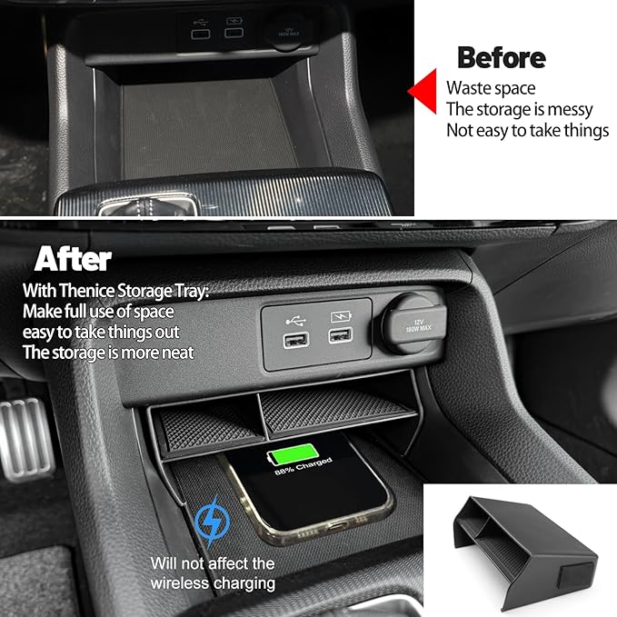 Thenice for 11th Gen Civic Center Console Organizer Armrest Box Tray Glovebox Hidden Storage Compartment Compatible with Honda Civic 2026 2025 2024 2023 2022 Accessories -3PCS